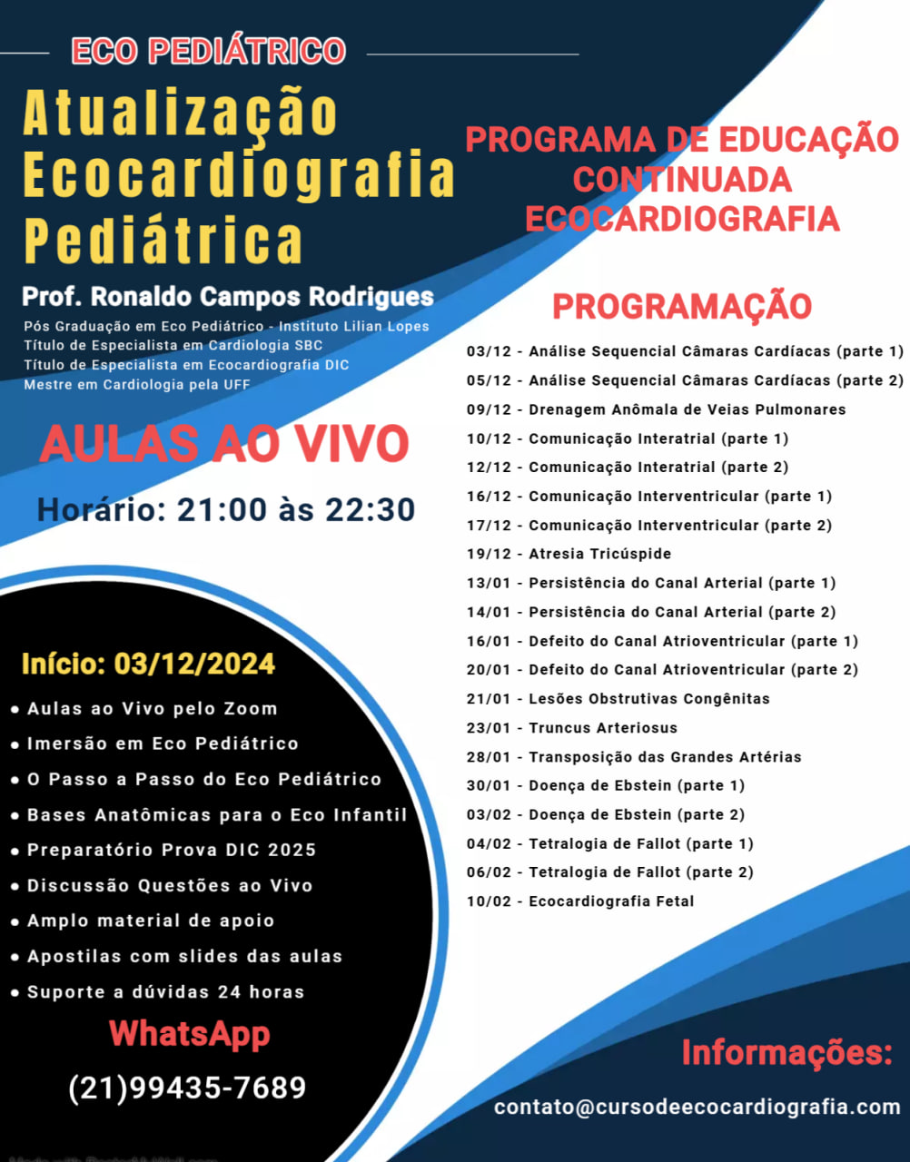 Curso de Atualização em Ecocardiografia Pediátrica (Módulo do Curso Preparatório DIC 2025)